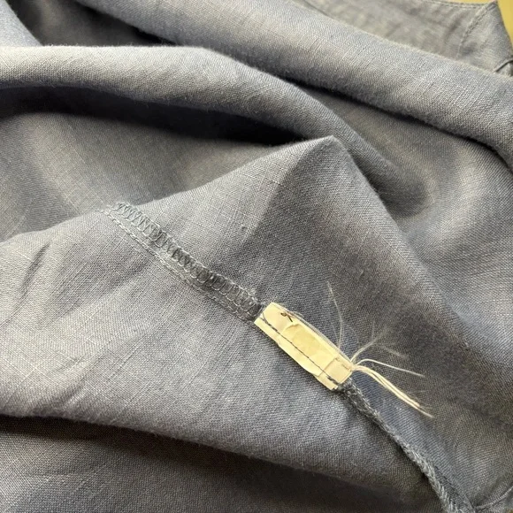 Gap, Sz L, Chambray Blue 100% Linen Long Sleeve V-neck Blouse, travel tunic - Picture 10 of 10